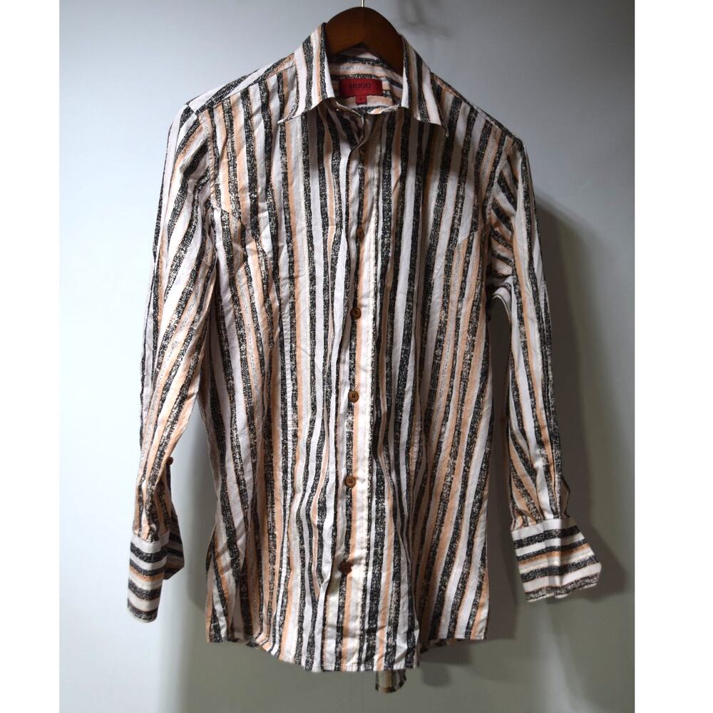 Hugo Boss HUGO Men's Slim Fit Striped Button Front Dress Shirt Size Small
